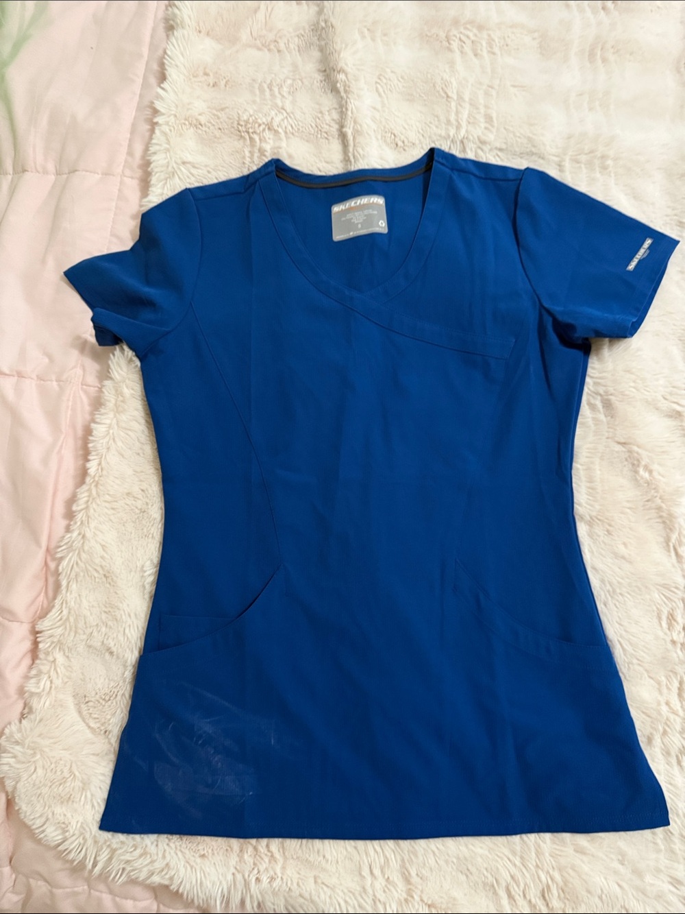 Skechers Royal Blue V-Neck Short Sleeve Scrub Top